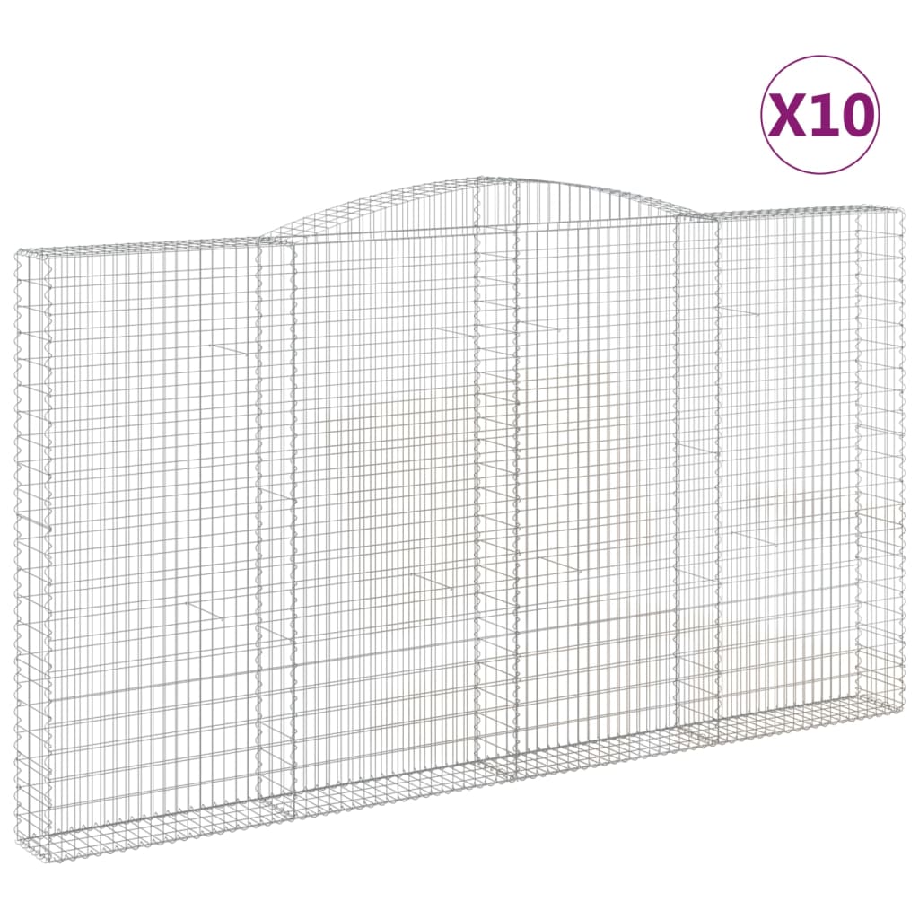 vidaXL Συρματοκιβώτια Τοξωτά 10 τεμ. 400x30x220/240 εκ. Γαλβαν. Ατσάλι - Image 2