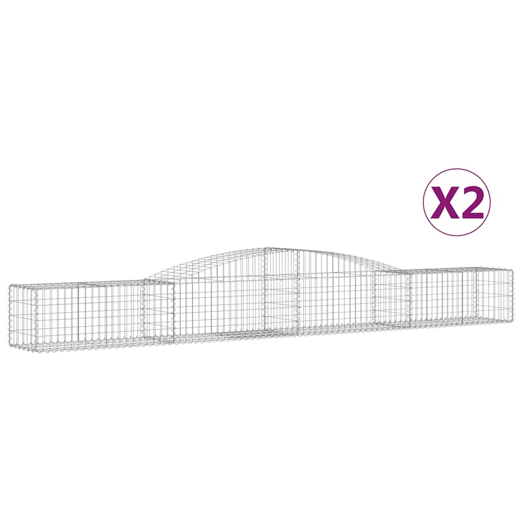 vidaXL Συρματοκιβώτια Τοξωτά 2 τεμ. 400x50x40/60 εκ. Γαλβαν. Ατσάλι - Image 2