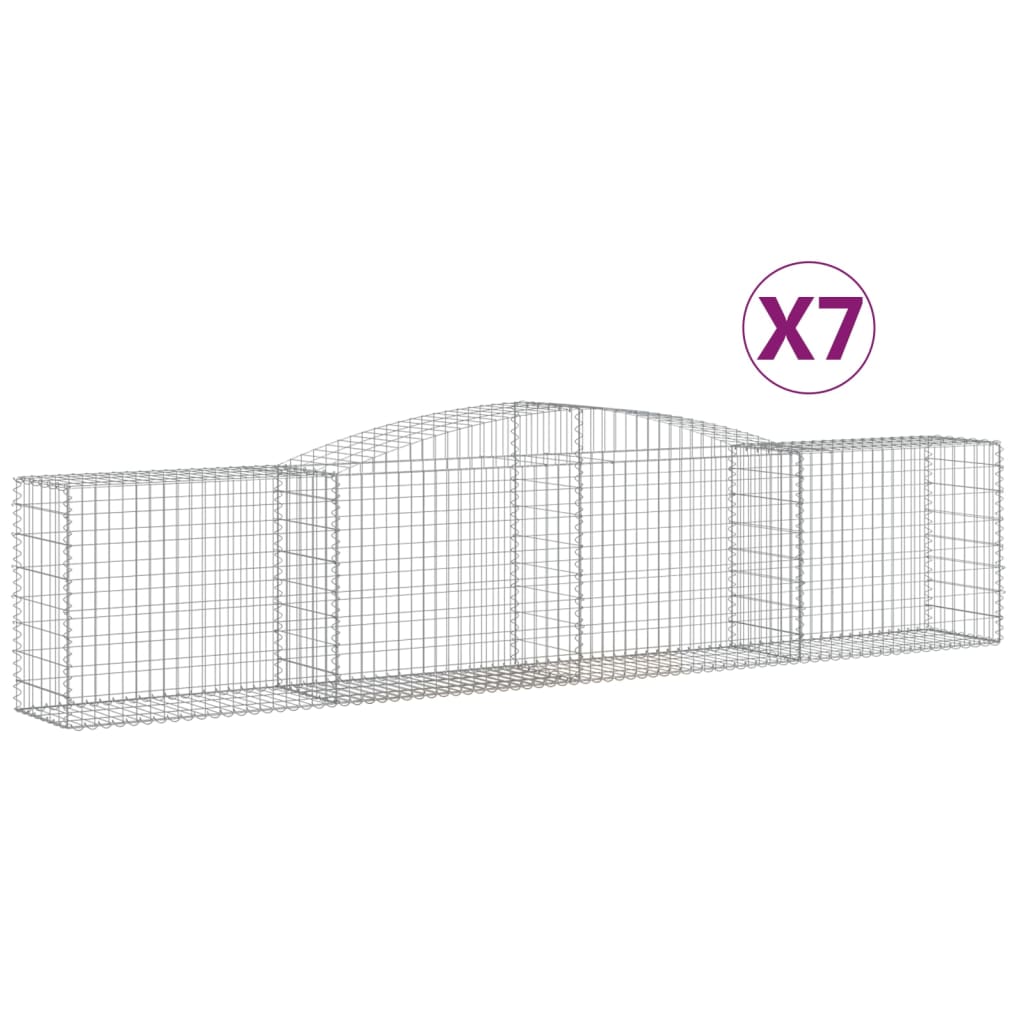 vidaXL Συρματοκιβώτια Τοξωτά 7 τεμ. 400x50x80/100 εκ. Γαλβαν. Ατσάλι - Image 2