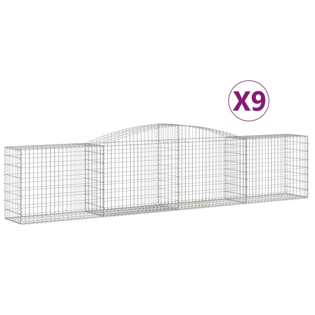 vidaXL Συρματοκιβώτια Τοξωτά 9 τεμ. 400x50x80/100 εκ. Γαλβαν. Ατσάλι - Image 2