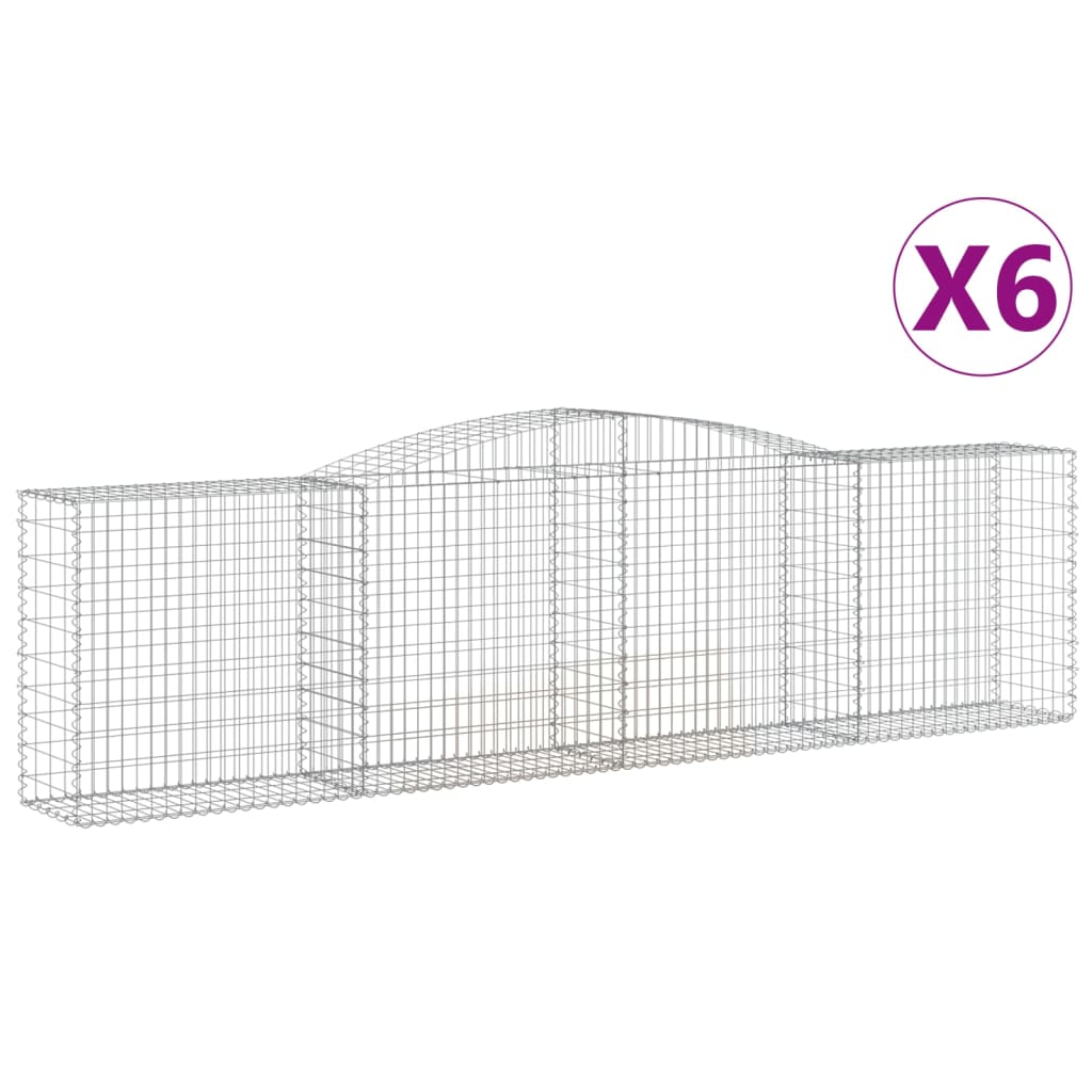 vidaXL Συρματοκιβώτια Τοξωτά 6 τεμ. 400x50x100/120 εκ. Γαλβαν. Ατσάλι - Image 2