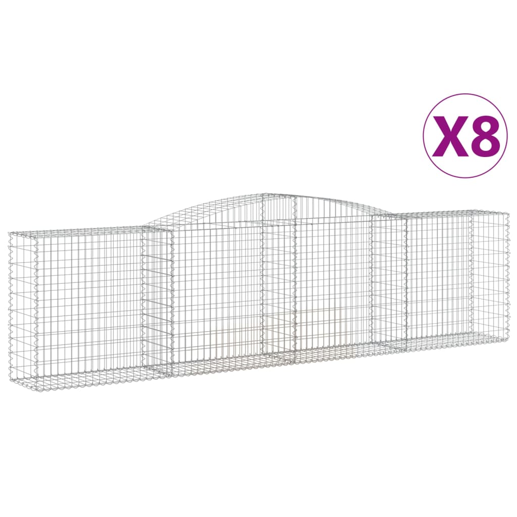 vidaXL Συρματοκιβώτια Τοξωτά 8 τεμ. 400x50x100/120 εκ. Γαλβαν. Ατσάλι - Image 2