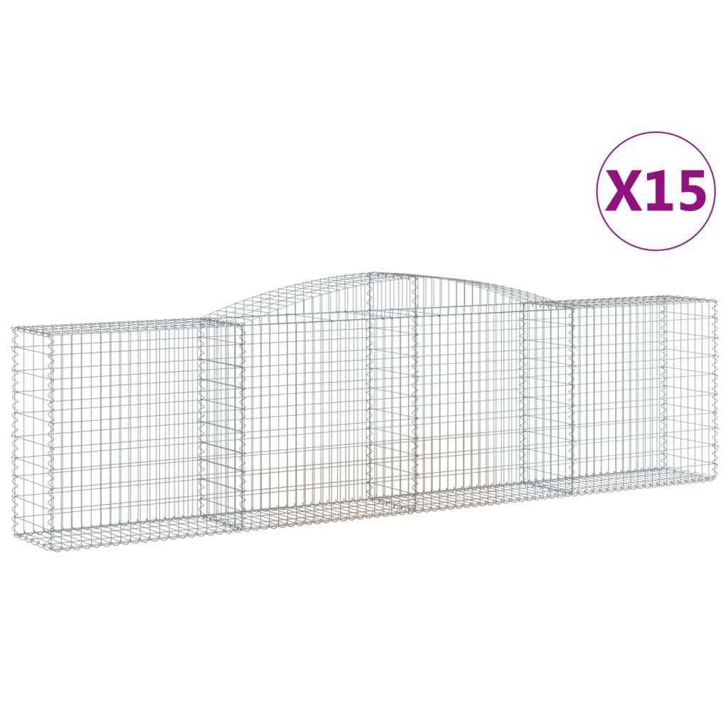 vidaXL Συρματοκιβώτια Τοξωτά 15 τεμ. 400x50x100/120 εκ. Γαλβαν. Ατσάλι - Image 2