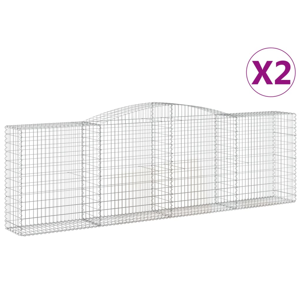 vidaXL Συρματοκιβώτια Τοξωτά 2 τεμ. 400x50x120/140 εκ. Γαλβαν. Ατσάλι - Image 2