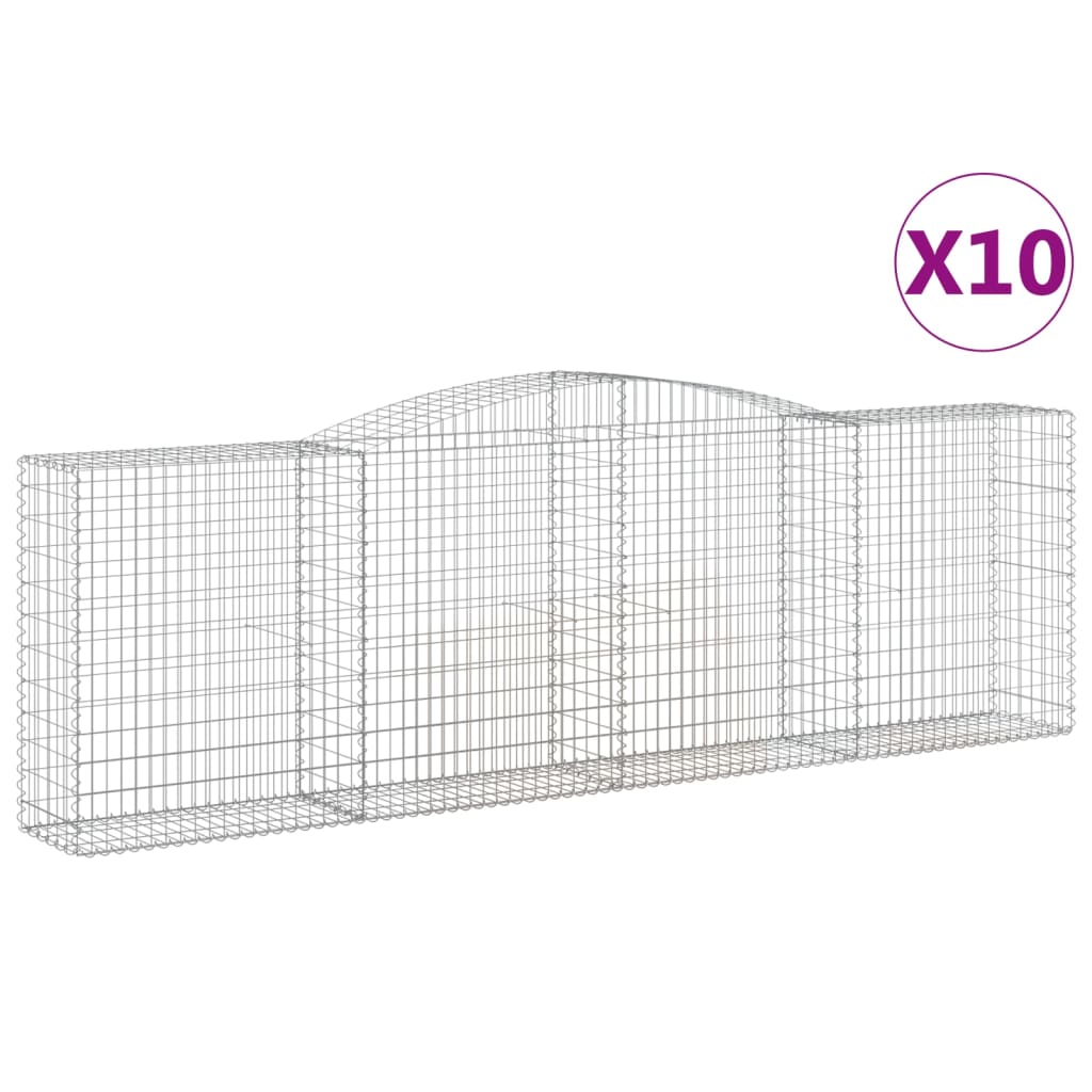 vidaXL Συρματοκιβώτια Τοξωτά 10 τεμ. 400x50x120/140 εκ. Γαλβαν. Ατσάλι - Image 2