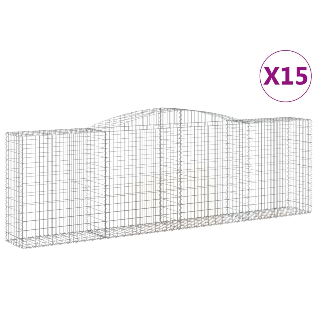vidaXL Συρματοκιβώτια Τοξωτά 15 τεμ. 400x50x120/140 εκ. Γαλβαν. Ατσάλι - Image 2