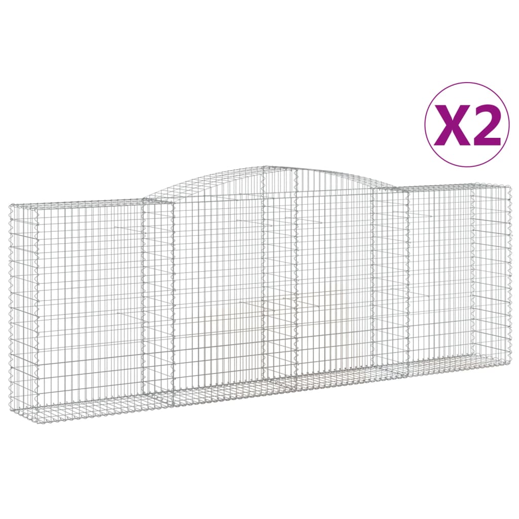 vidaXL Συρματοκιβώτια Τοξωτά 2 τεμ. 400x50x140/160 εκ. Γαλβαν. Ατσάλι - Image 2
