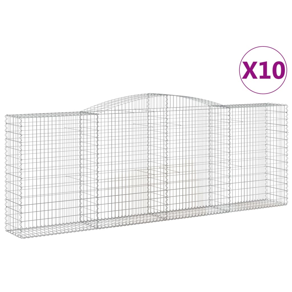 vidaXL Συρματοκιβώτια Τοξωτά 10 τεμ. 400x50x140/160 εκ. Γαλβαν. Ατσάλι - Image 2