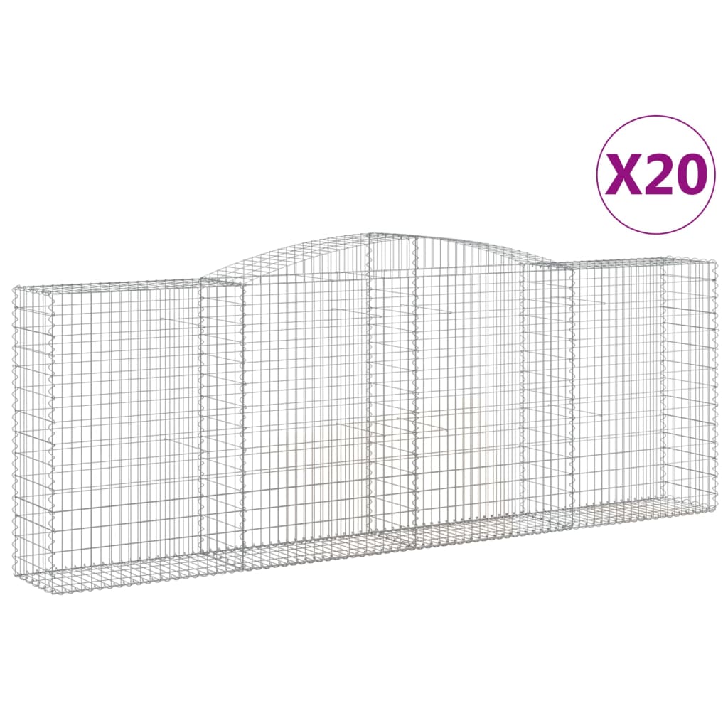 vidaXL Συρματοκιβώτια Τοξωτά 20 τεμ. 400x50x140/160 εκ. Γαλβαν. Ατσάλι - Image 2