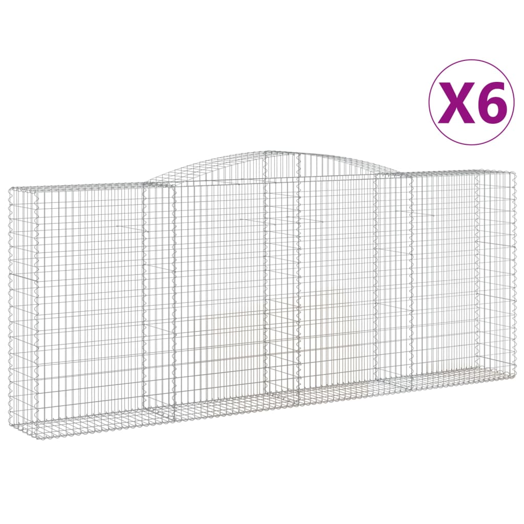vidaXL Συρματοκιβώτια Τοξωτά 6 τεμ. 400x50x160/180 εκ. Γαλβαν. Ατσάλι - Image 2