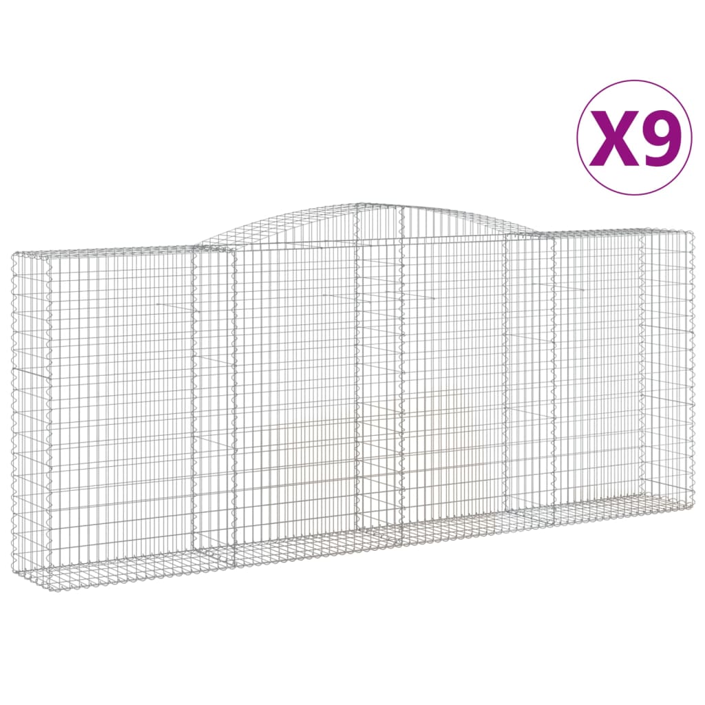 vidaXL Συρματοκιβώτια Τοξωτά 9 τεμ. 400x50x160/180 εκ. Γαλβαν. Ατσάλι - Image 2
