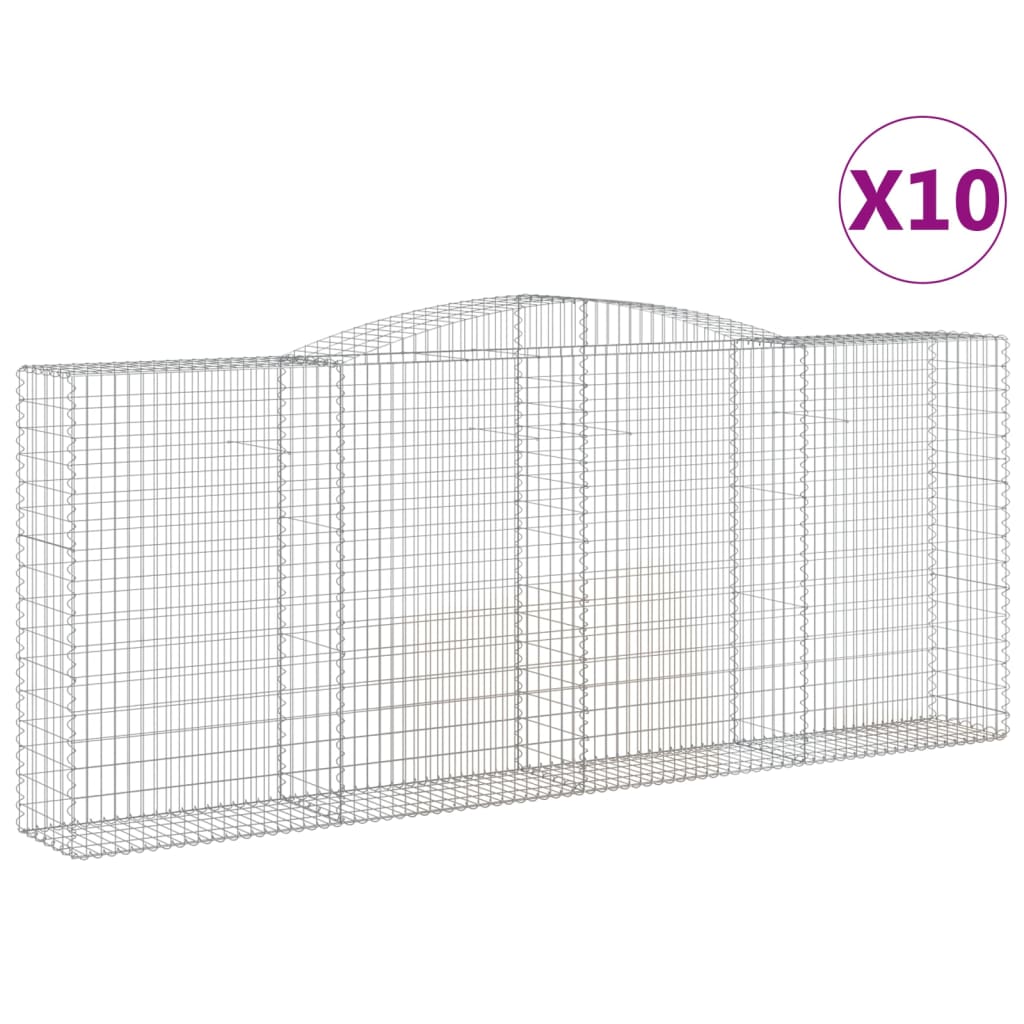 vidaXL Συρματοκιβώτια Τοξωτά 10 τεμ. 400x50x160/180 εκ. Γαλβαν. Ατσάλι - Image 2