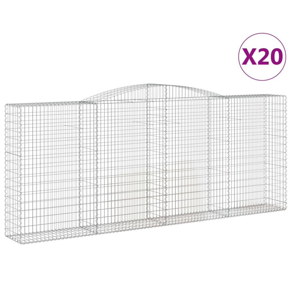 vidaXL Συρματοκιβώτια Τοξωτά 20 τεμ. 400x50x160/180 εκ. Γαλβαν. Ατσάλι - Image 2