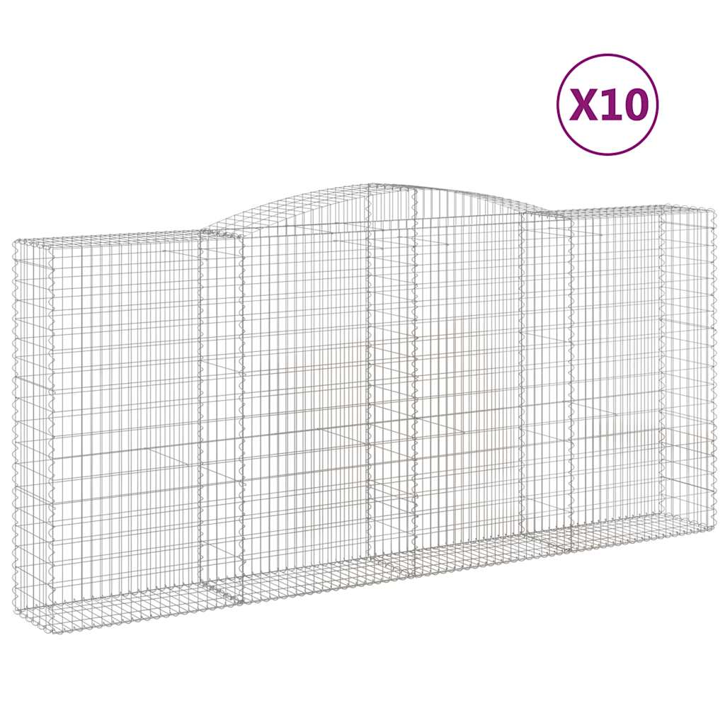 vidaXL Συρματοκιβώτια Τοξωτά 10 τεμ. 400x50x180/200 εκ. Γαλβαν. Ατσάλι - Image 2