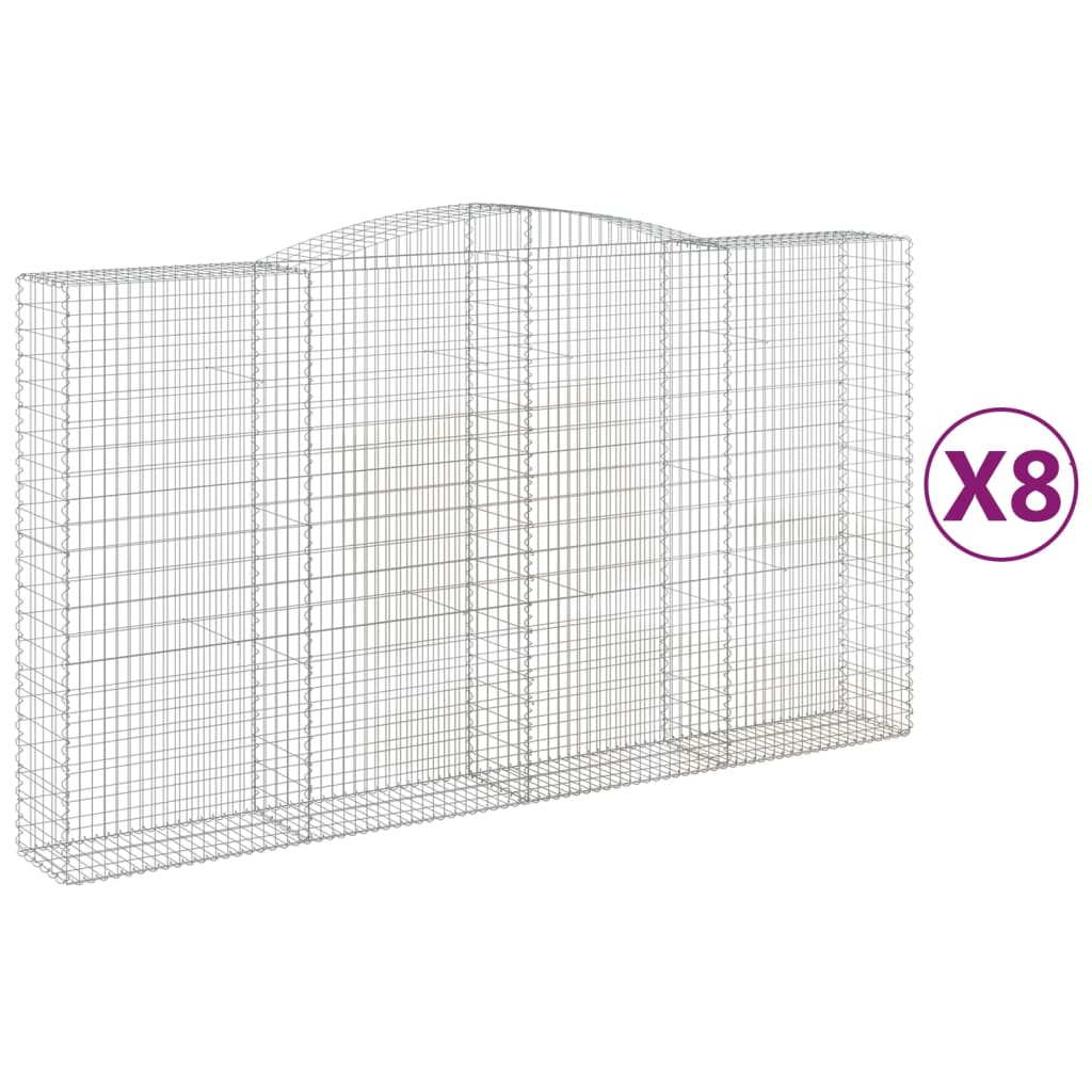 vidaXL Συρματοκιβώτια Τοξωτά 8 τεμ. 400x50x220/240 εκ. Γαλβαν. Σίδερο - Image 2