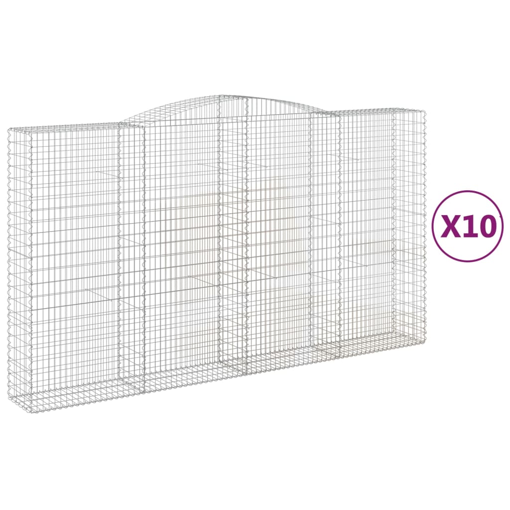 vidaXL Συρματοκιβώτια Τοξωτά 10 τεμ. 400x50x220/240 εκ. Γαλβαν. Σίδερο - Image 2