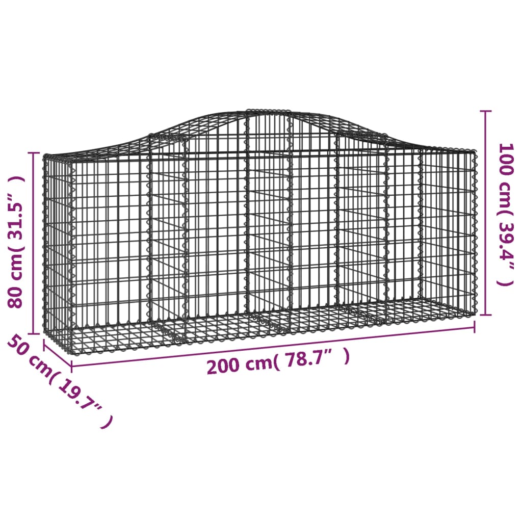 vidaXL Συρματοκιβώτιο Τοξωτό 200x50x80/100εκ. από Γαλβανισμένο Χάλυβα - Image 5