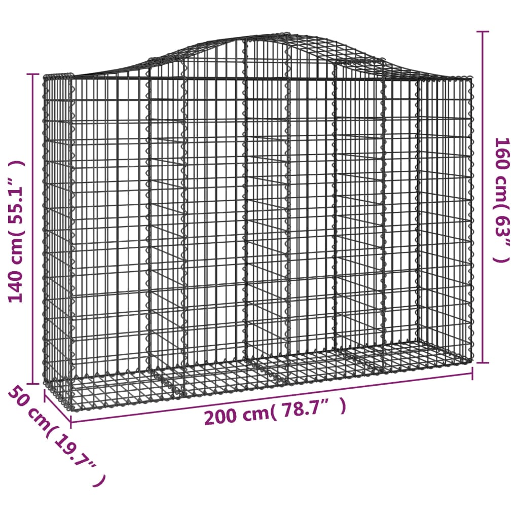 vidaXL Συρματοκιβώτιο Τοξωτό 200x50x140/160εκ. από Γαλβανισμένο Χάλυβα - Image 5