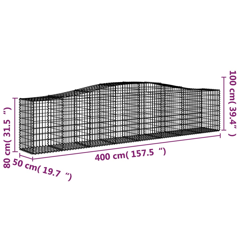 vidaXL Συρματοκιβώτιο Τοξωτό 400x50x80/100εκ. από Γαλβανισμένο Χάλυβα - Image 5