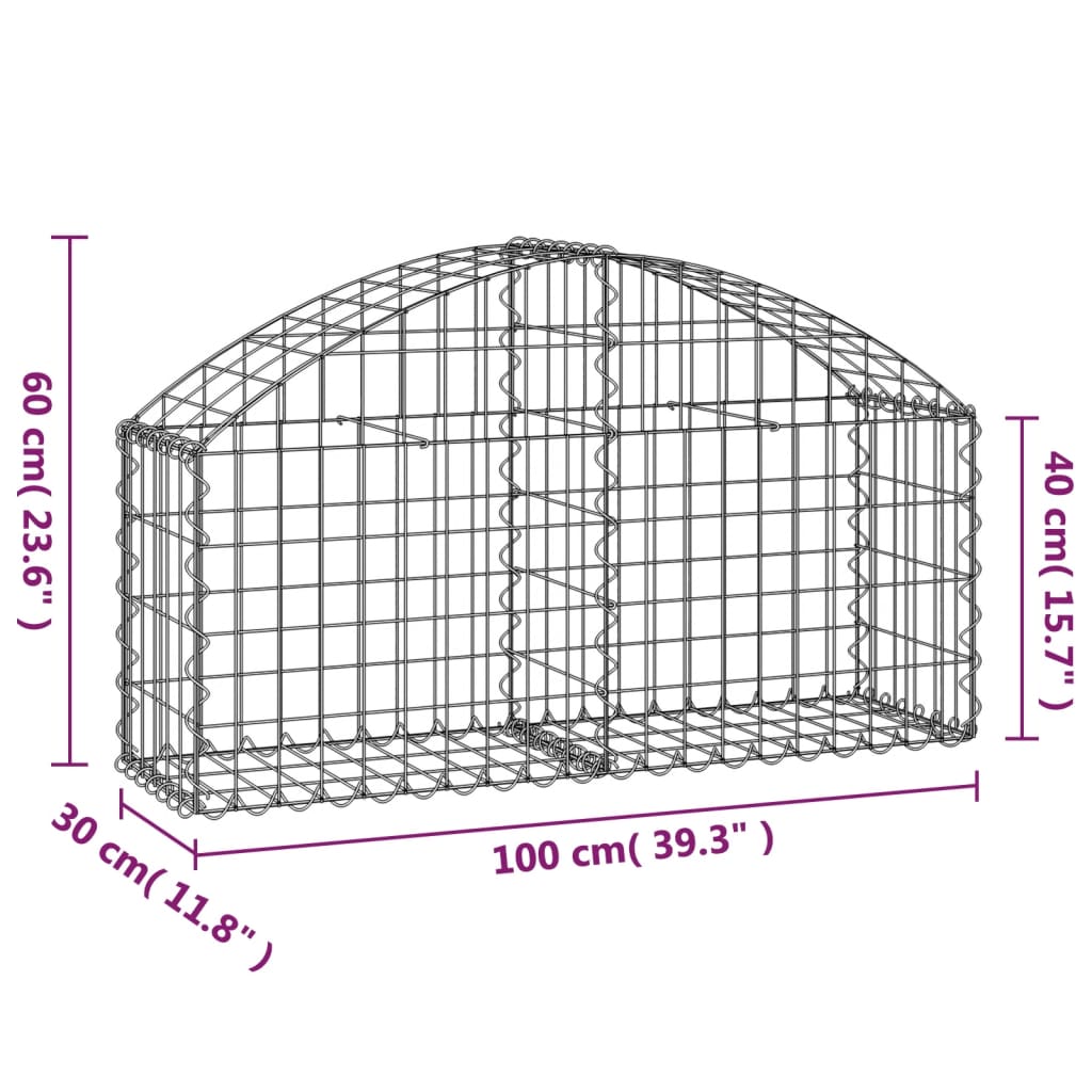 vidaXL Συρματοκιβώτιο Τοξωτό 100x30x40/60εκ. από Γαλβανισμένο Χάλυβα - Image 5
