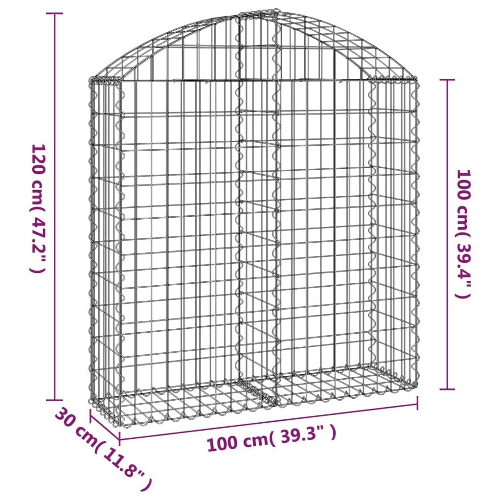 vidaXL Συρματοκιβώτιο Τοξωτό 100x30x100/120εκ. από Γαλβανισμένο Χάλυβα - Image 5