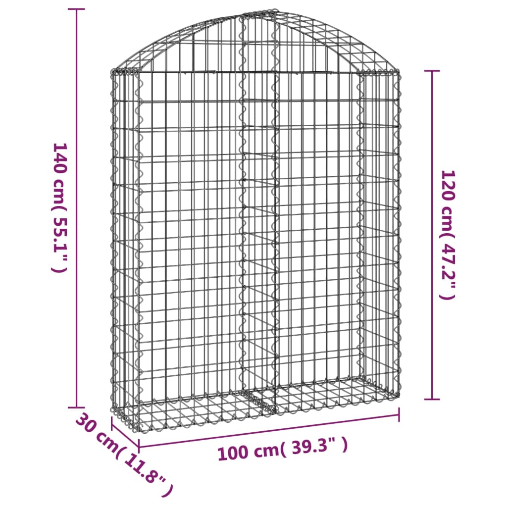 vidaXL Συρματοκιβώτιο Τοξωτό 100x30x120/140εκ. από Γαλβανισμένο Χάλυβα - Image 5