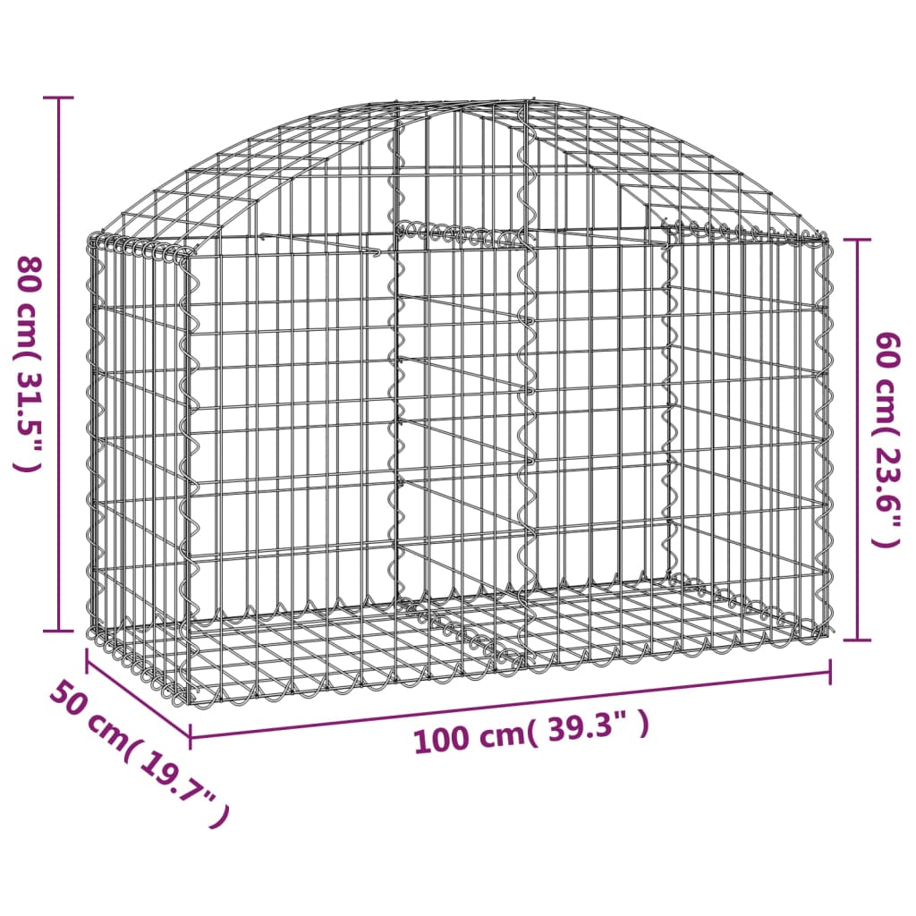 vidaXL Συρματοκιβώτιο Τοξωτό 100x50x60/80εκ. από Γαλβανισμένο Χάλυβα - Image 5