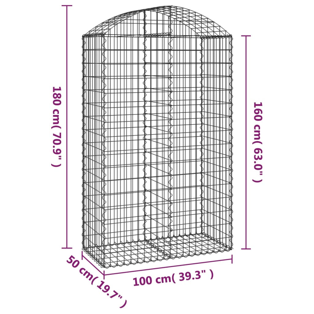 vidaXL Συρματοκιβώτιο Τοξωτό 100x50x160/180εκ. από Γαλβανισμένο Χάλυβα - Image 5
