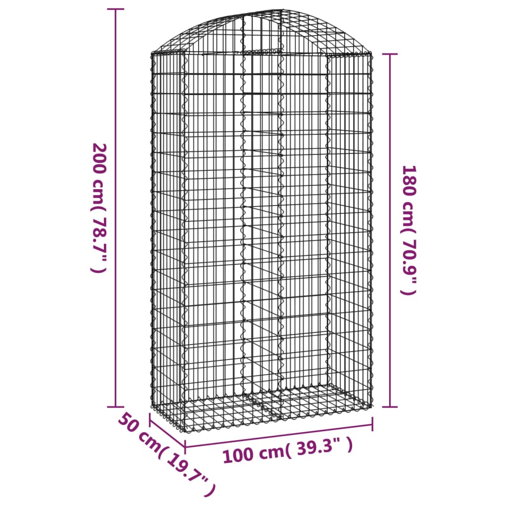 vidaXL Συρματοκιβώτιο Τοξωτό 100x50x180/200εκ. από Γαλβανισμένο Χάλυβα - Image 5