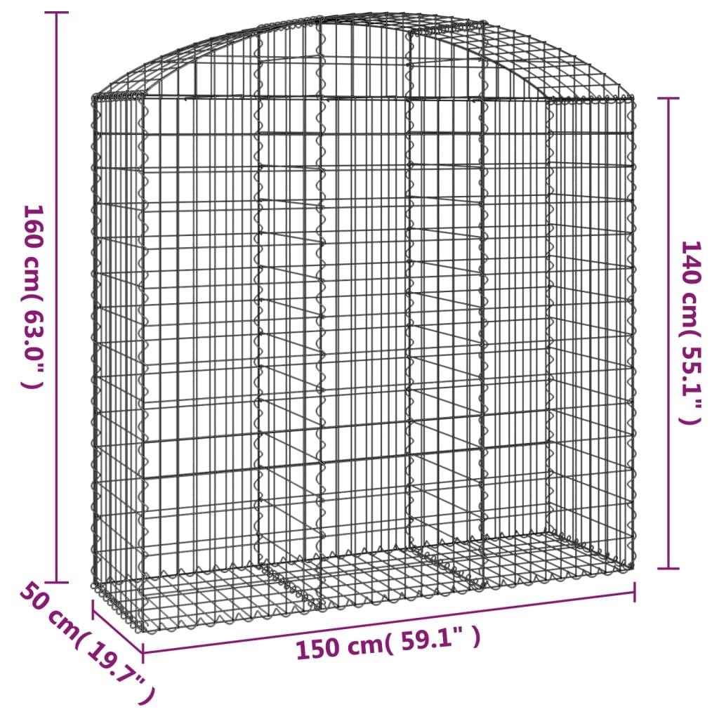 vidaXL Συρματοκιβώτιο Τοξωτό 150x50x140/160εκ. από Γαλβανισμένο Χάλυβα - Image 5