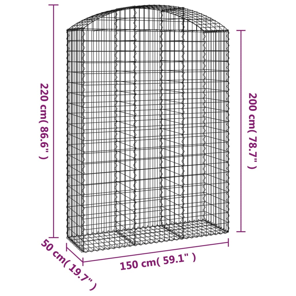 vidaXL Συρματοκιβώτιο Τοξωτό 150x50x200/220εκ. από Γαλβανισμένο Χάλυβα - Image 5