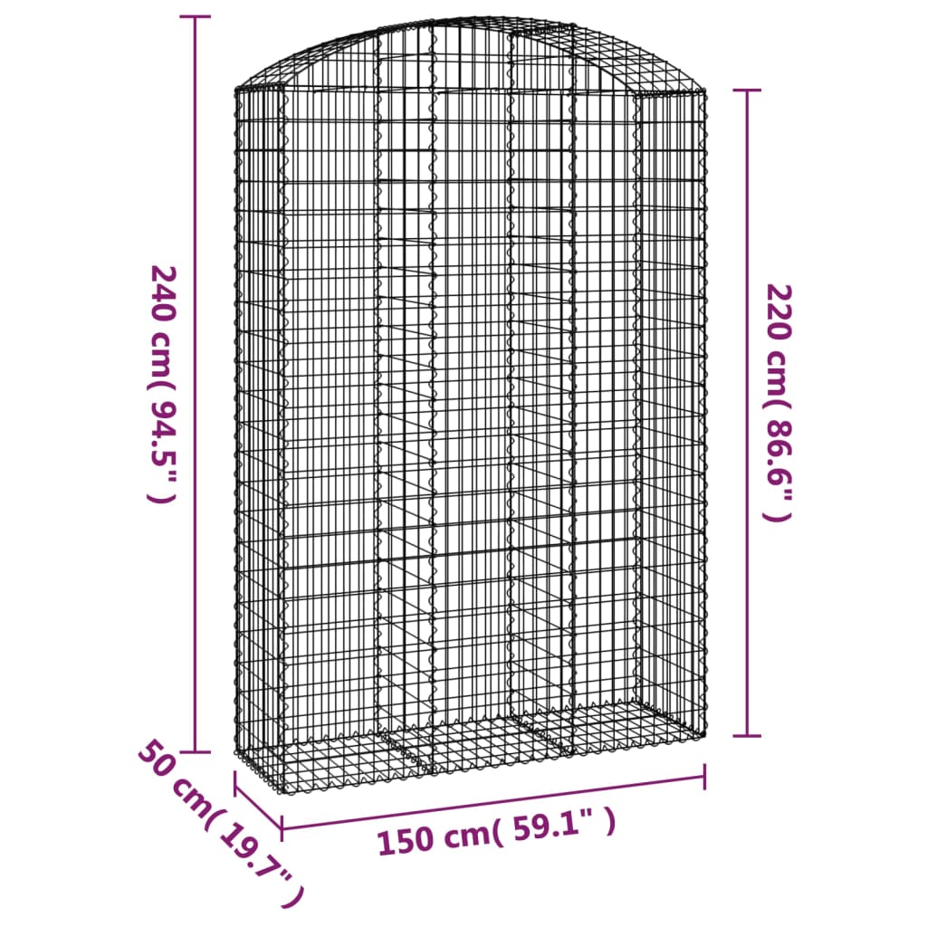 vidaXL Συρματοκιβώτιο Τοξωτό 150x50x220/240εκ. από Γαλβανισμένο Χάλυβα - Image 5