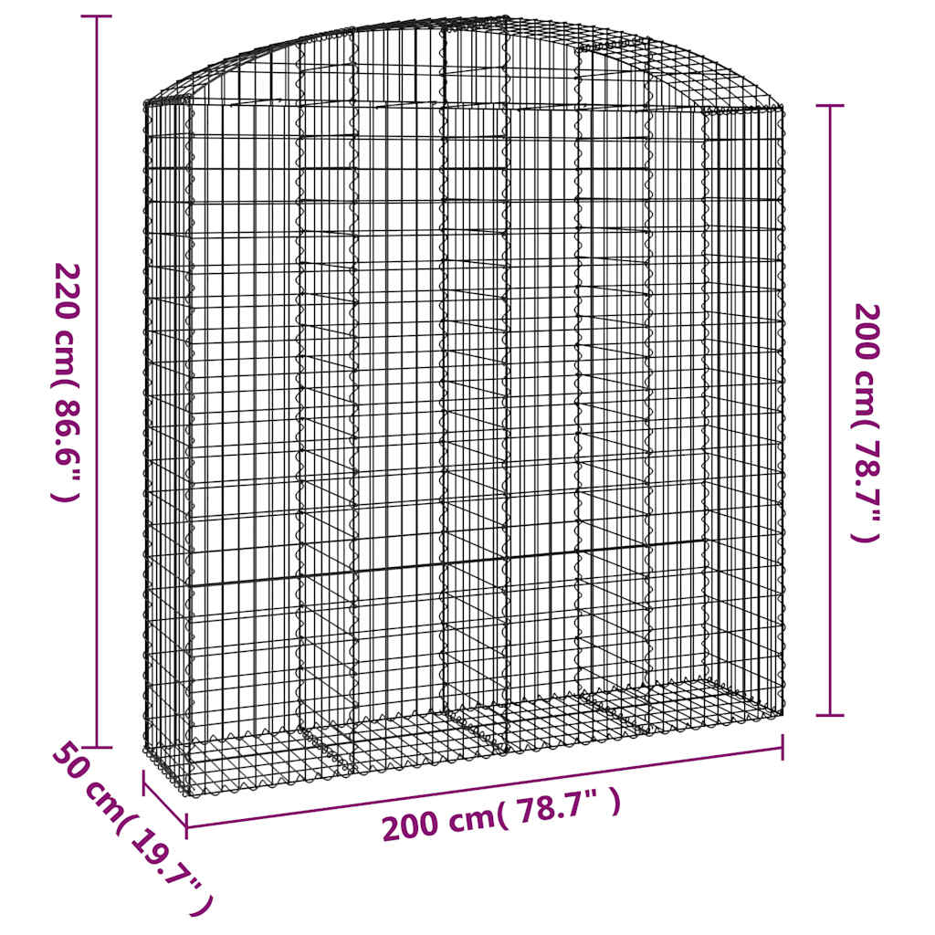 vidaXL Συρματοκιβώτιο Τοξωτό 200x50x200/220εκ. από Γαλβανισμένο Χάλυβα - Image 5