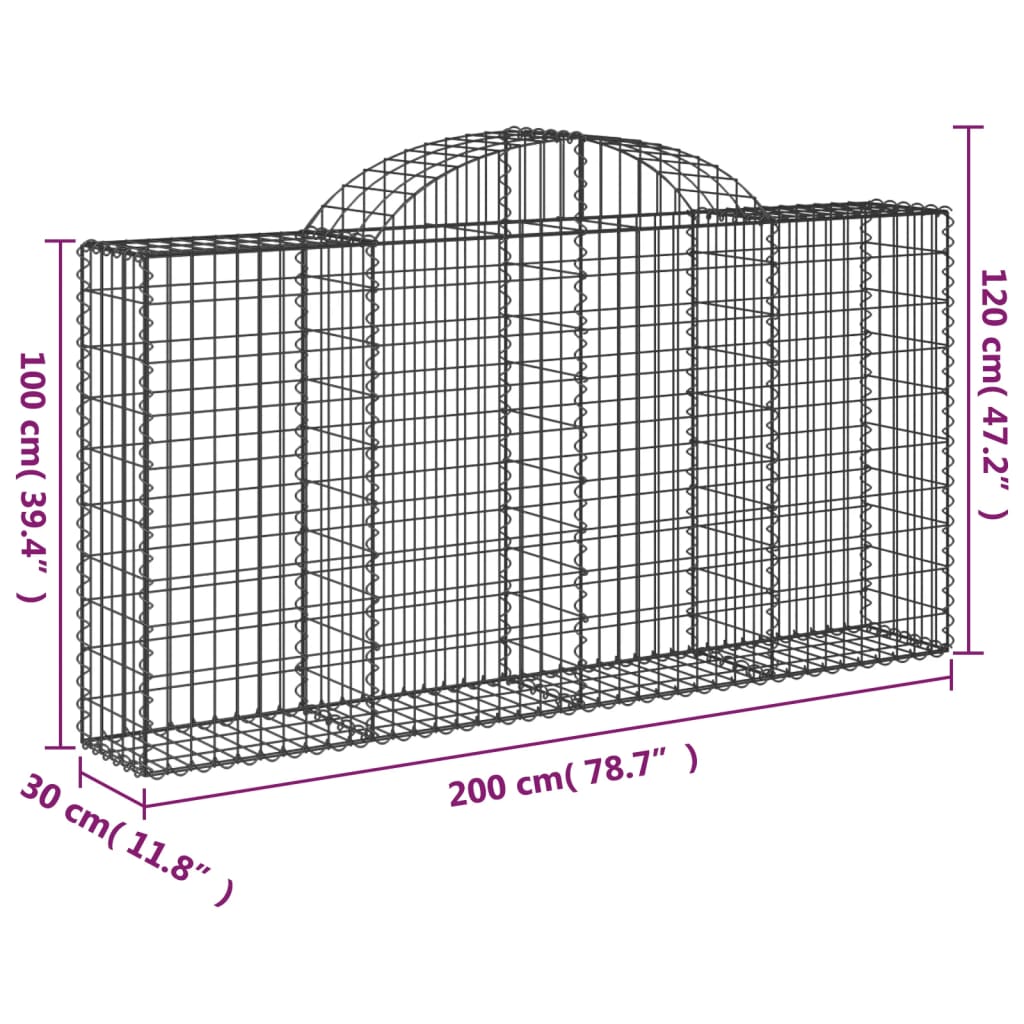 vidaXL Συρματοκιβώτιο Τοξωτό 200x30x100/120εκ. από Γαλβανισμένο Χάλυβα - Image 5