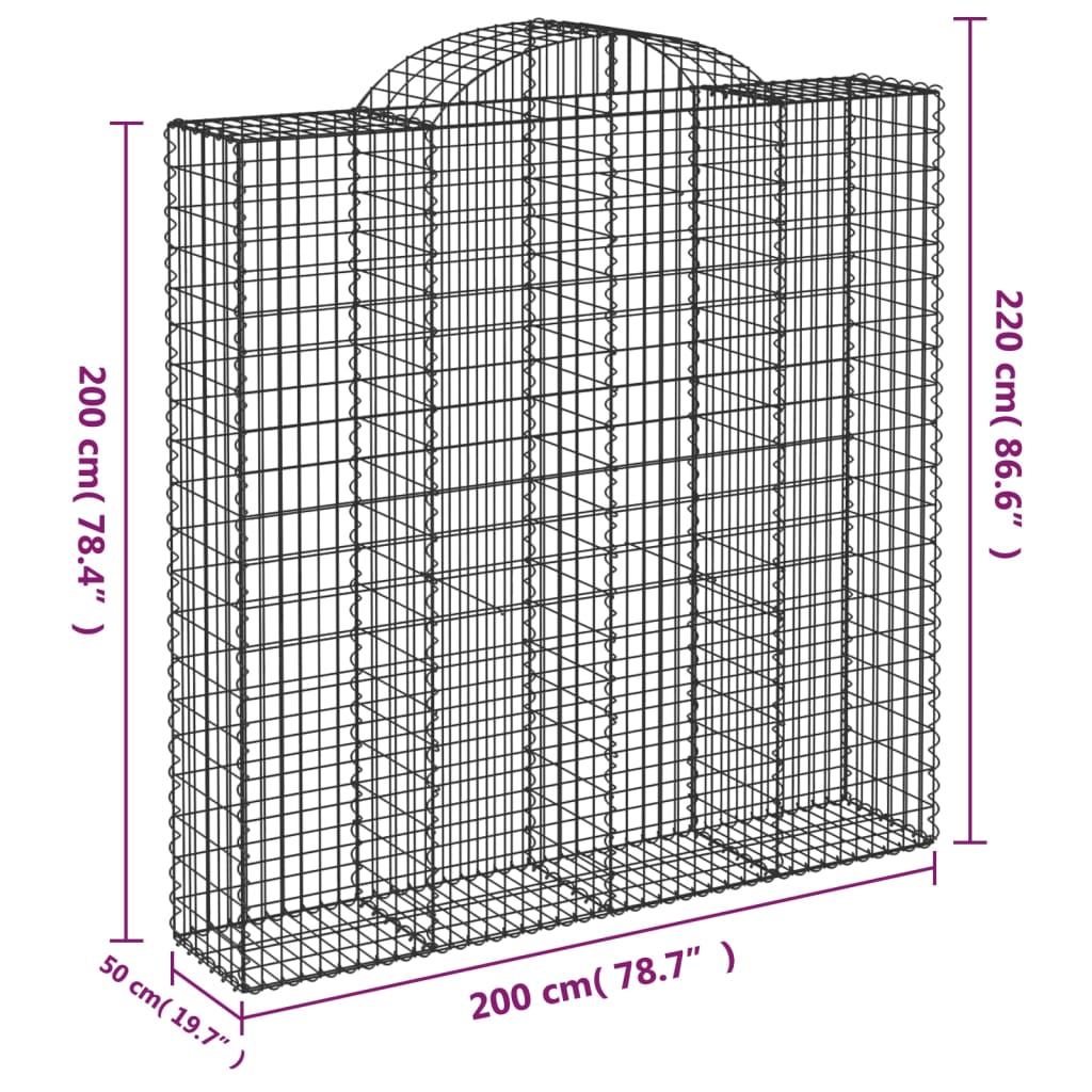 vidaXL Συρματοκιβώτιο Τοξωτό 200x50x200/220εκ. από Γαλβανισμένο Χάλυβα - Image 5