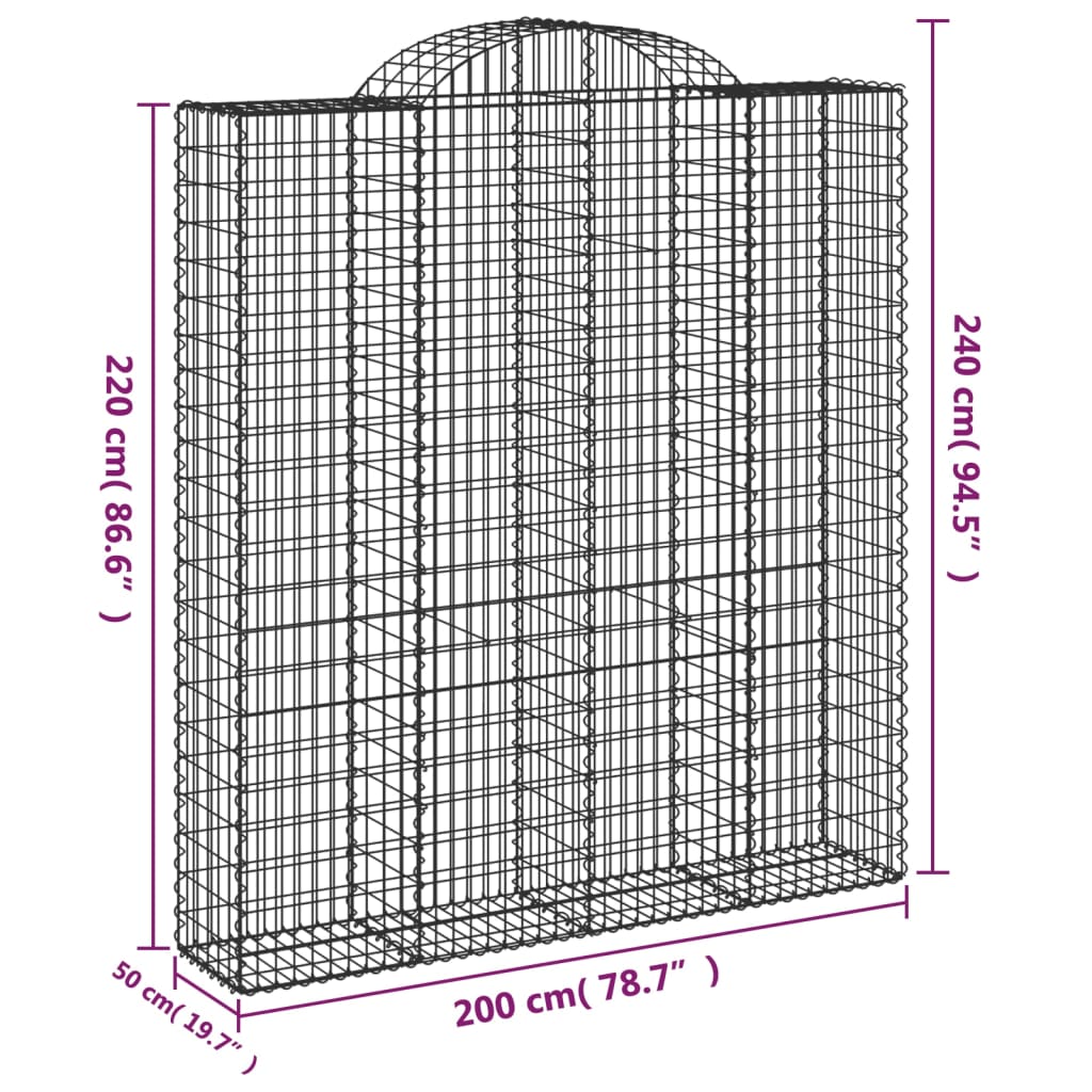 vidaXL Συρματοκιβώτιο Τοξωτό 200x50x220/240εκ. από Γαλβανισμένο Χάλυβα - Image 5