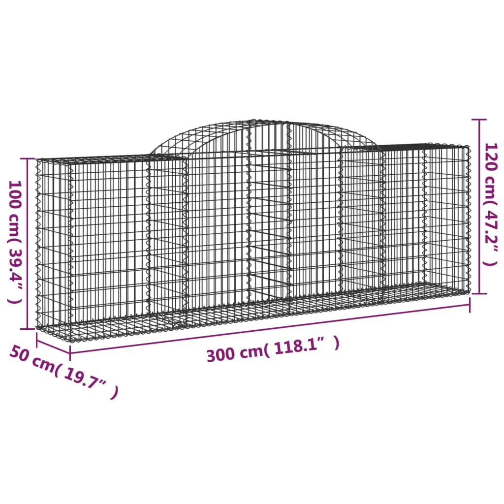 vidaXL Συρματοκιβώτιο Τοξωτό 300x50x100/120εκ. από Γαλβανισμένο Χάλυβα - Image 5