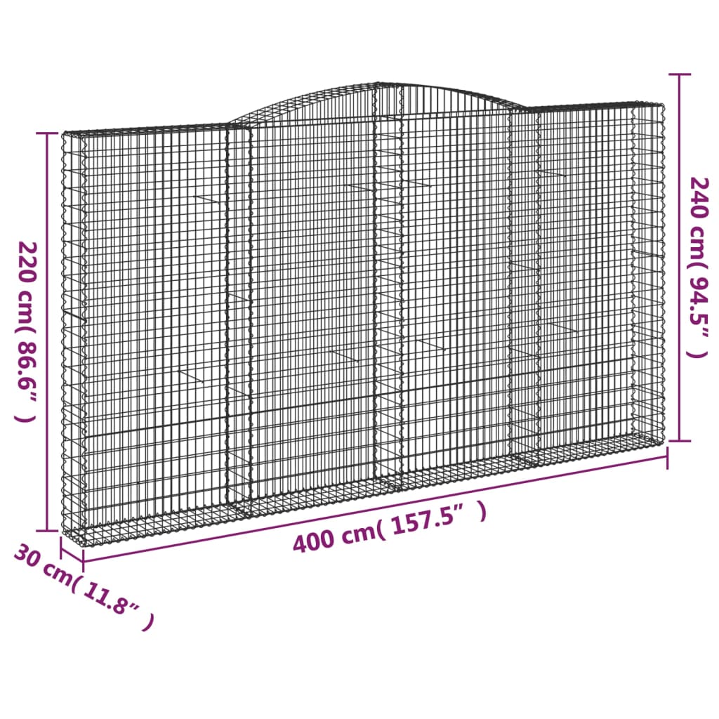 vidaXL Συρματοκιβώτιο Τοξωτό 400x30x220/240εκ. από Γαλβανισμένο Χάλυβα - Image 5