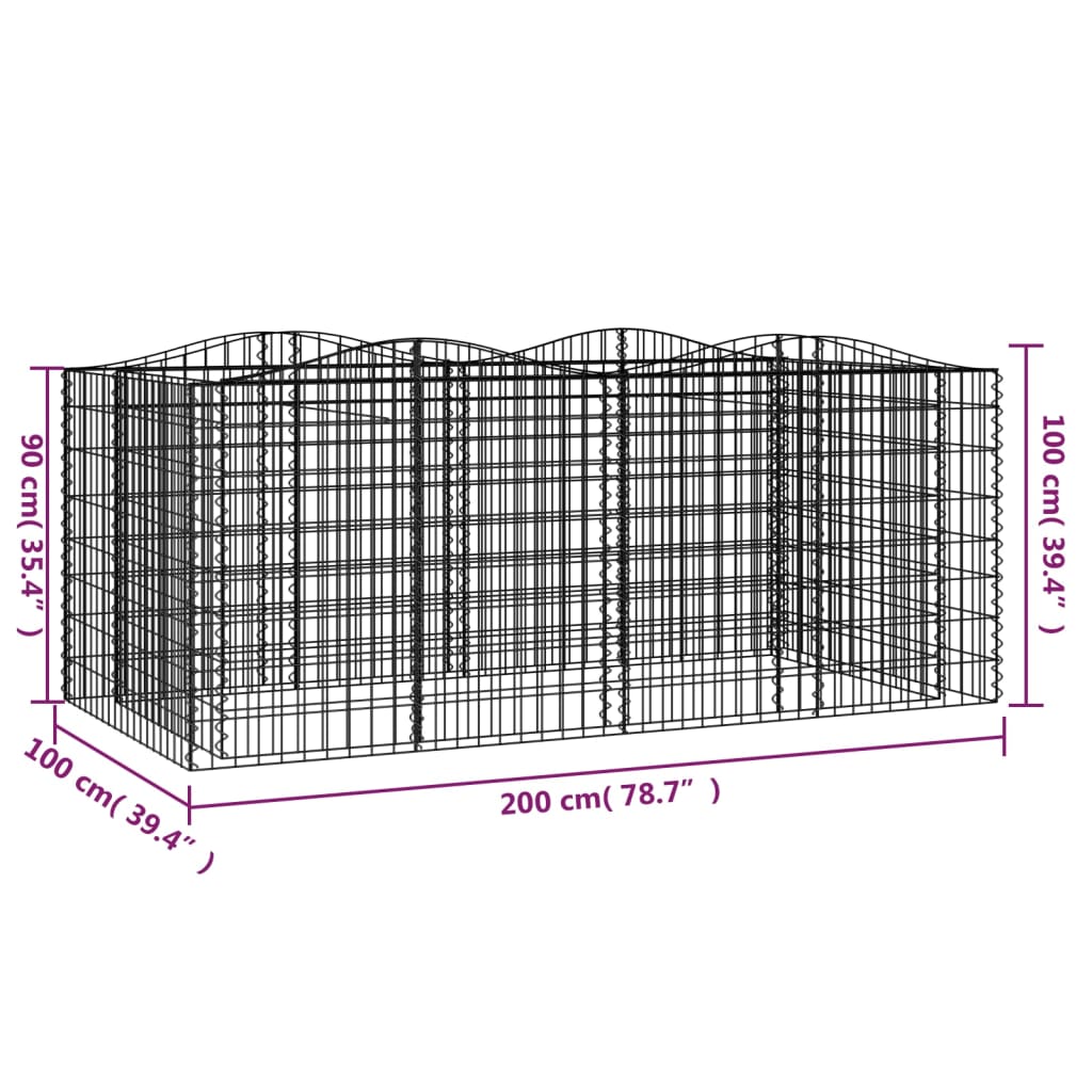 vidaXL Συρματοκιβώτιο Τοξωτό 200x100x100 εκ. από Γαλβανισμένο Σίδερο - Image 5