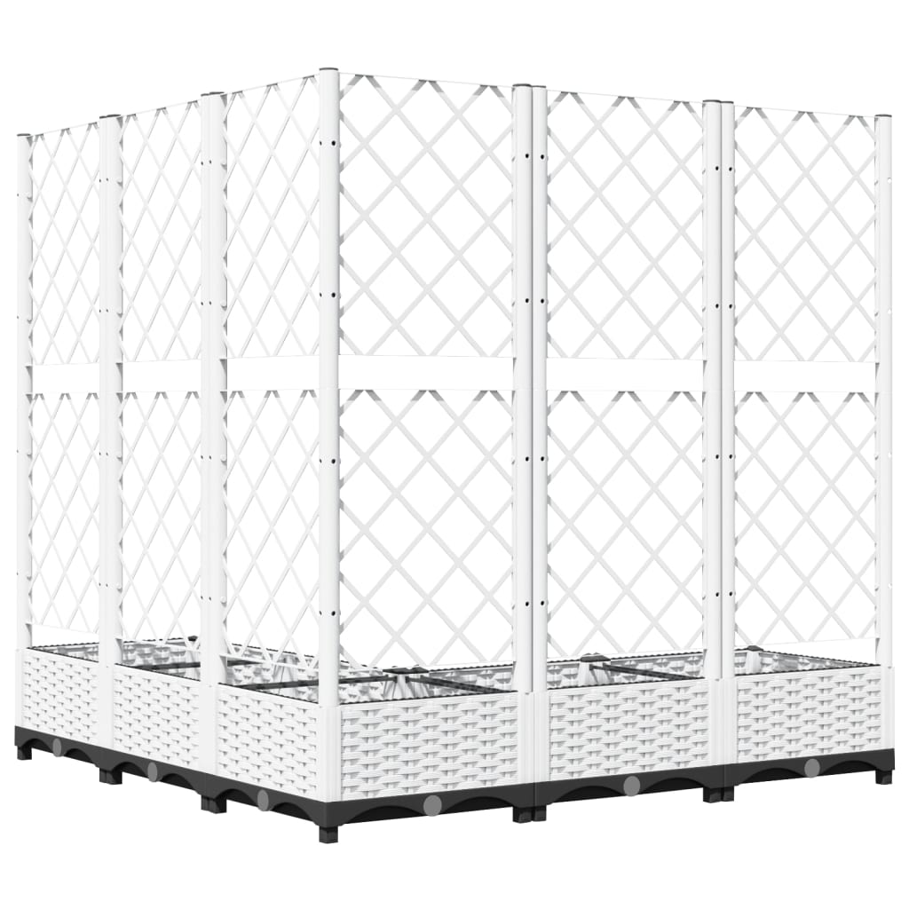 vidaXL Ζαρντινιέρα Κήπου με Καφασωτό Λευκή 120x120x121,5 εκ. Πολυπροπ. - Image 4