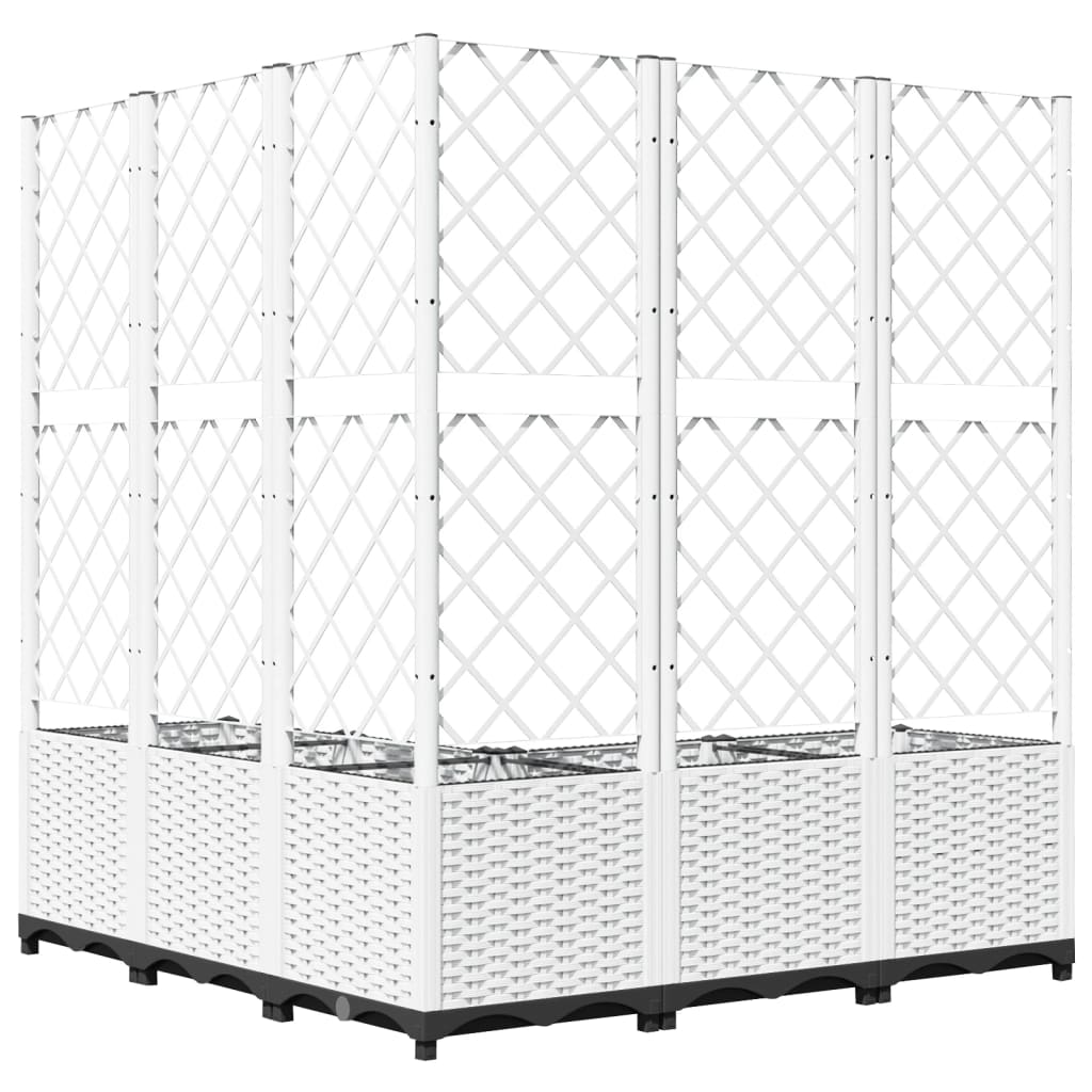 vidaXL Ζαρντινιέρα Κήπου με Καφασωτό Λευκή 120x120x136 εκ. Πολυπροπ. - Image 4