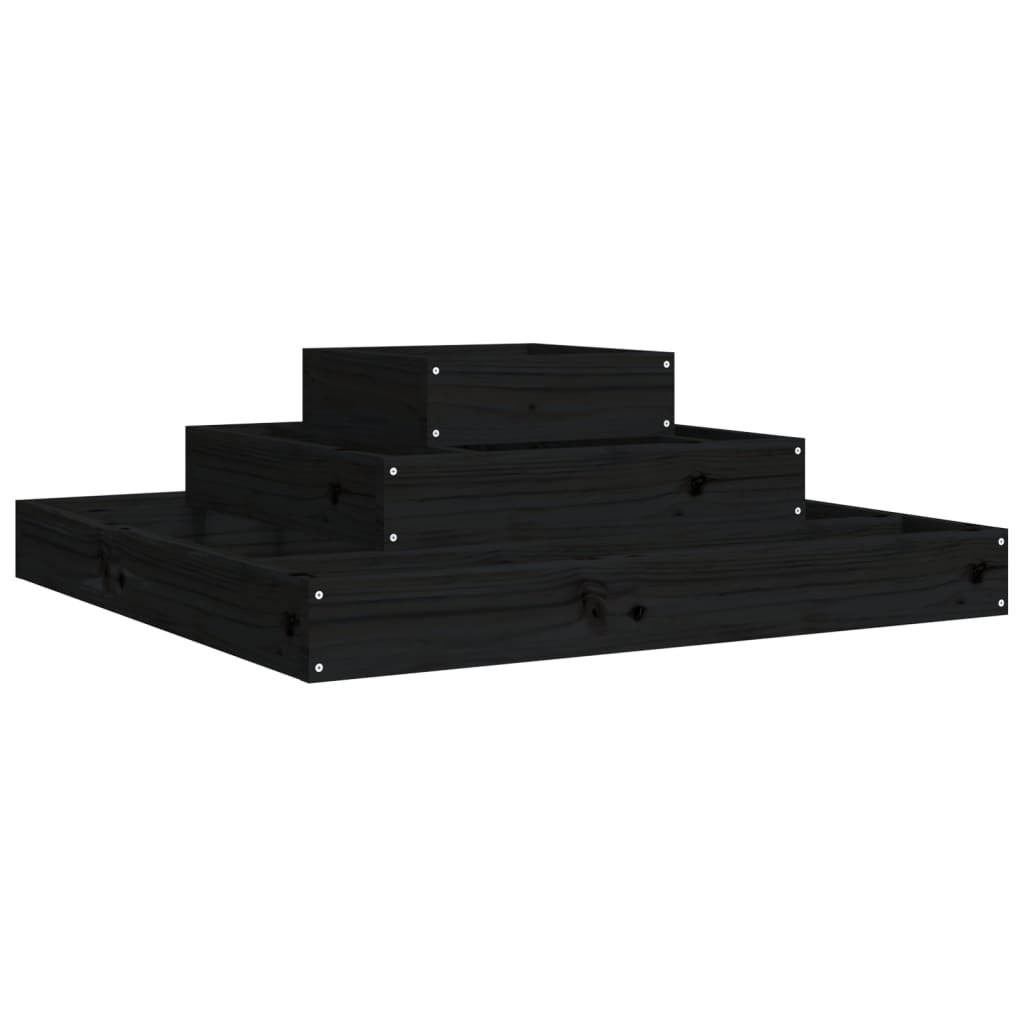 vidaXL Ζαρντινιέρα Μαύρο 80 x 80 x 27 εκ. από Μασίφ Ξύλο Πεύκου - Image 2