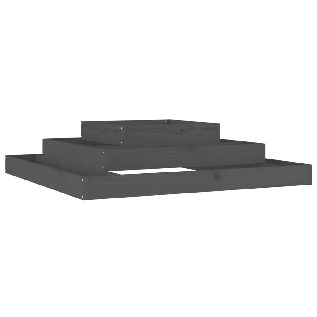 vidaXL Ζαρντινιέρα Γκρι 110 x 110 x 27 εκ. από Μασίφ Ξύλο Πεύκου - Image 2