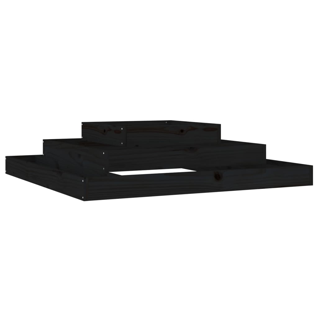 vidaXL Ζαρντινιέρα Μαύρη 110 x 110 x 27 εκ. από Μασίφ Ξύλο Πεύκου - Image 2