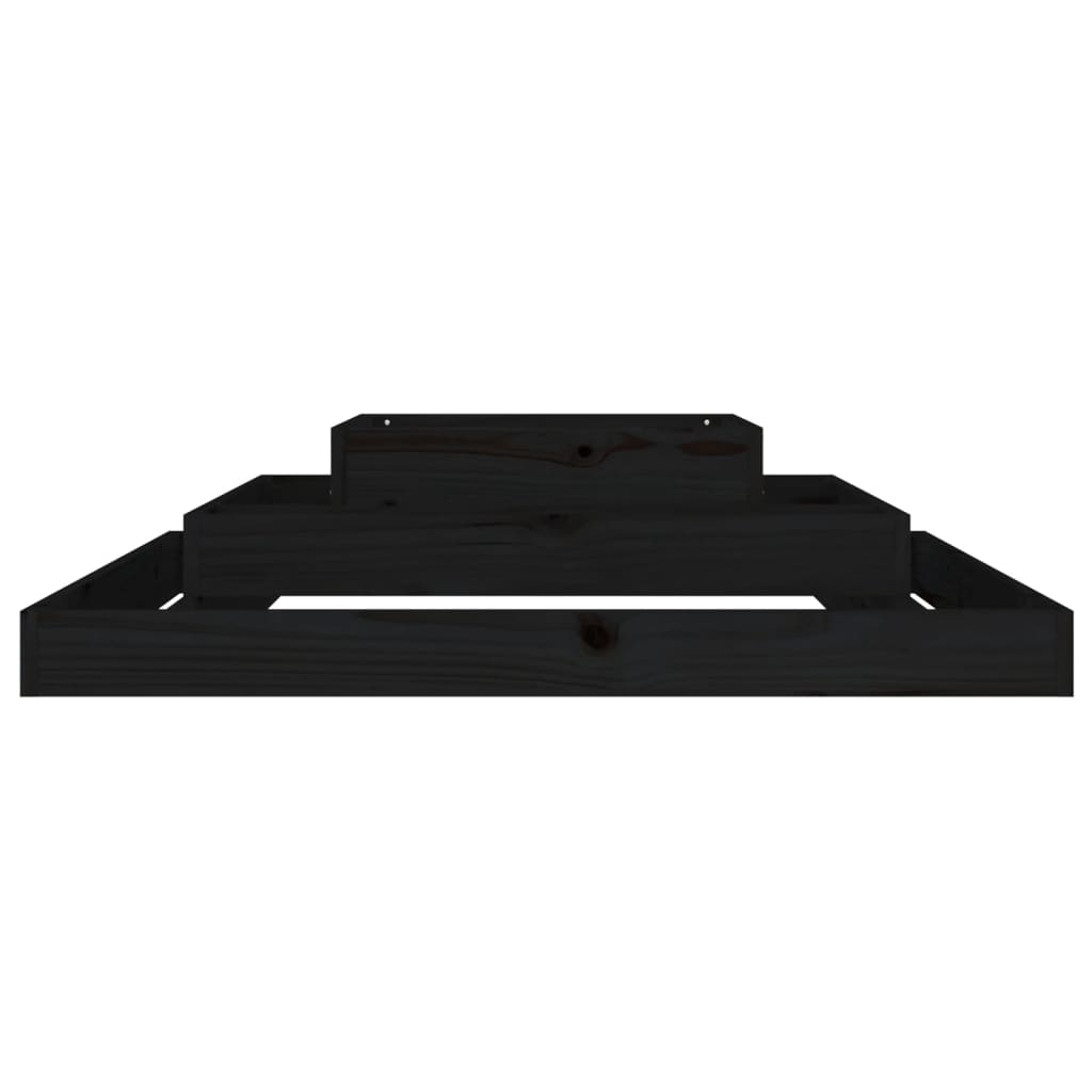 vidaXL Ζαρντινιέρα Μαύρη 110 x 110 x 27 εκ. από Μασίφ Ξύλο Πεύκου - Image 4
