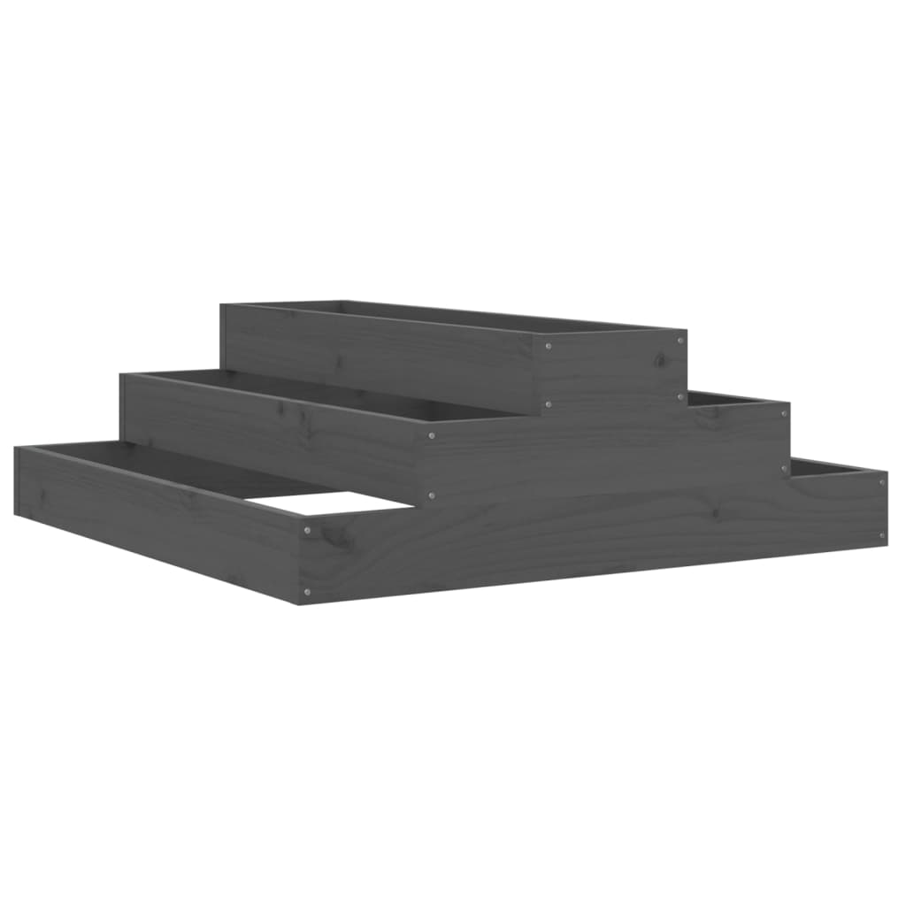 vidaXL Ζαρντινιέρα Γκρι 80 x 80 x 27 εκ. από Μασίφ Ξύλο Πεύκου - Image 2