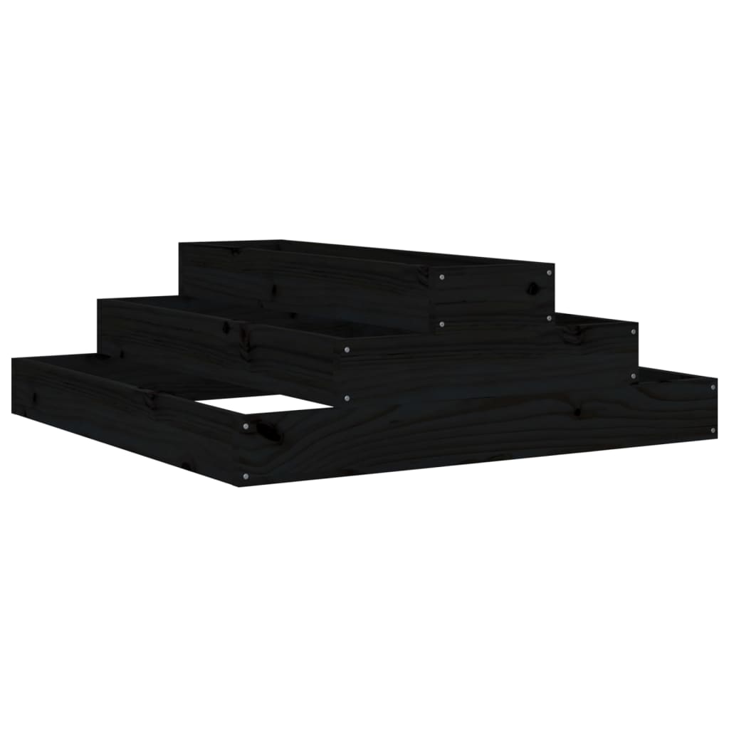 vidaXL Ζαρντινιέρα Μαύρο 80 x 80 x 27 εκ. από Μασίφ Ξύλο Πεύκου - Image 2