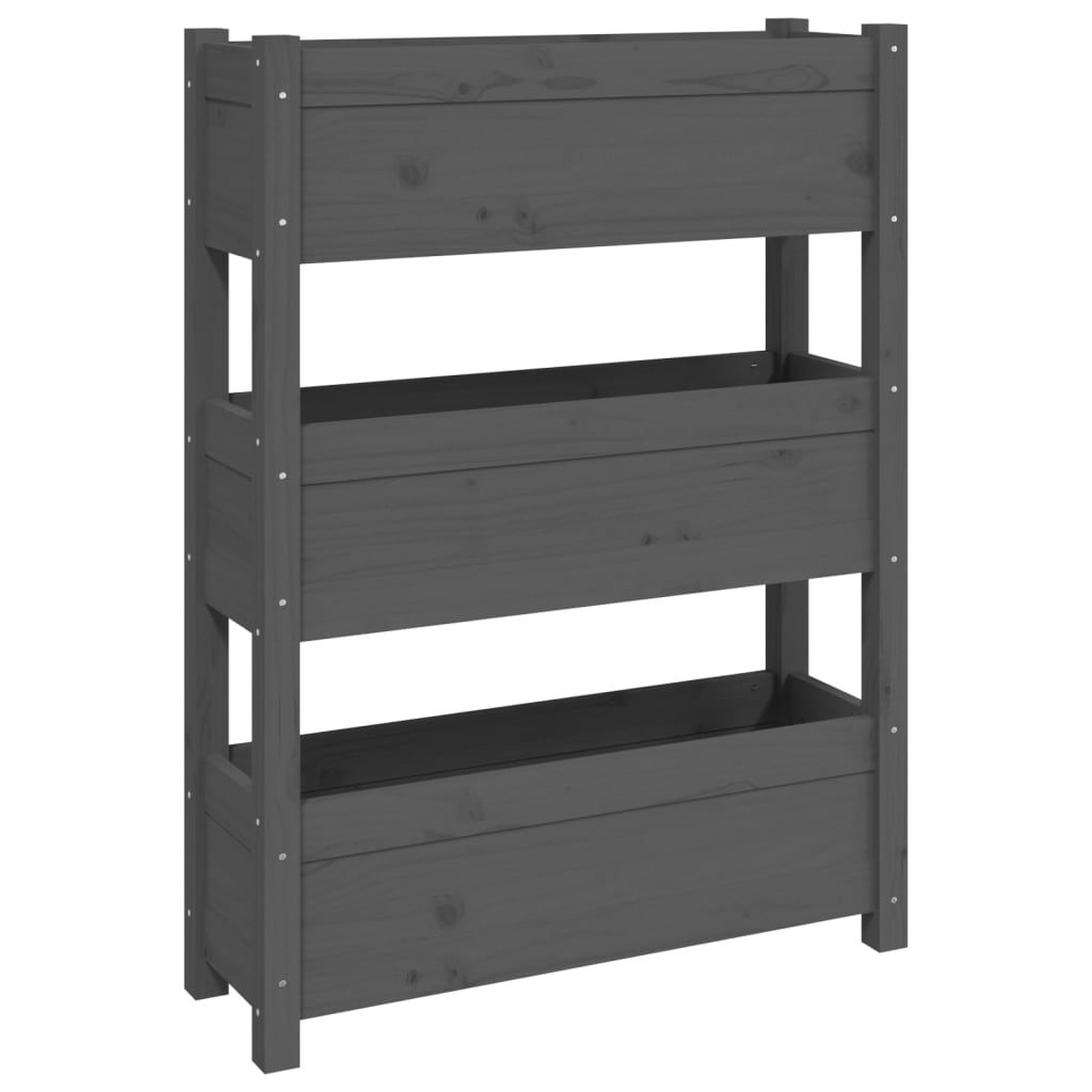 vidaXL Ζαρντινιέρα Γκρι 77x25x104,5 εκ. από Μασίφ Ξύλο Πεύκου - Image 2