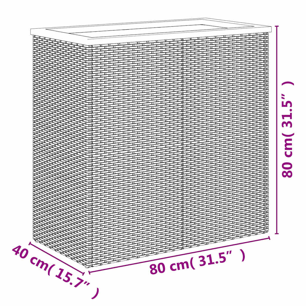 vidaXL Ζαρντινιέρα Μαύρη 80 x 40 x 80 εκ. από Συνθετικό Ρατάν - Image 5