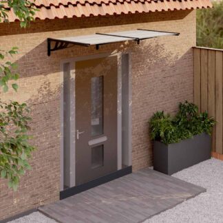 vidaXL Στέγαστρο Πόρτας Μαύρο & Διαφανές 199x90 εκ από Πολυκαρβονικό